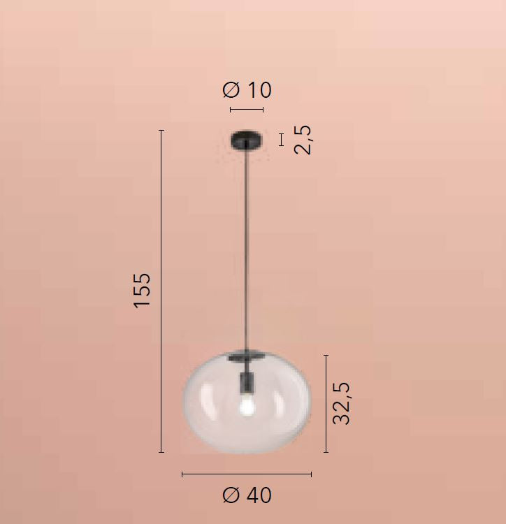 Sospensione sfera vetro soffiato struttura metallo nero 1XE27 non incl. d.40cm GALAXY-S40 Sospensione sfera vetro soffiato struttura metallo nero 1XE27 non incl. d.40cm GALAXY-S40